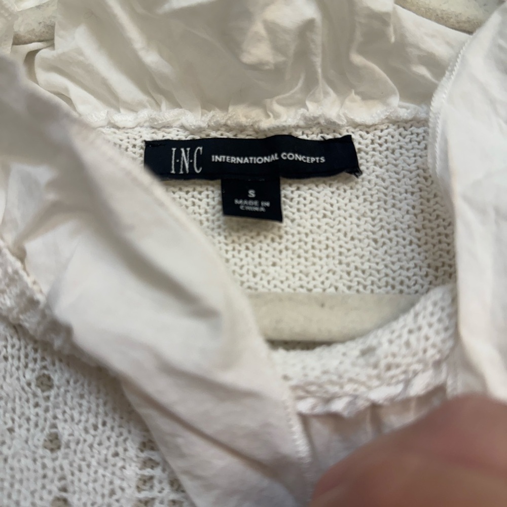 INC Cable Knit Sweater White Short Sleeve Top - Picture 9 of 16